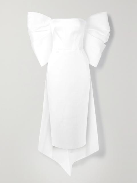 RASARIO Bow-embellished Satin Midi Dress