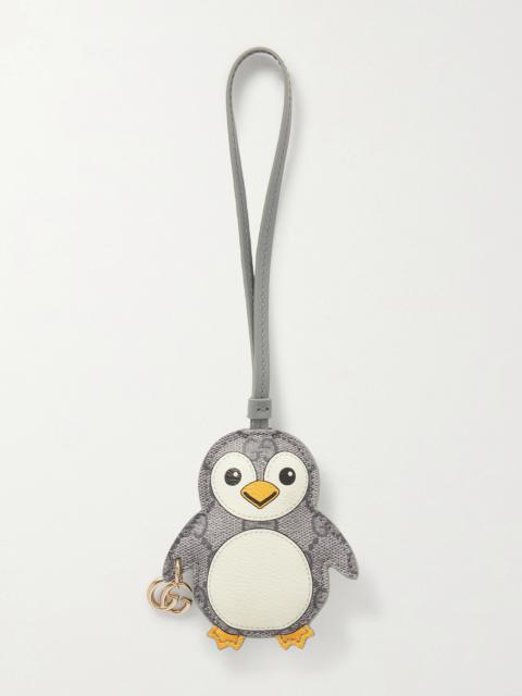 GUCCI Embellished Leather-trimmed Printed Coated-canvas Bag Charm