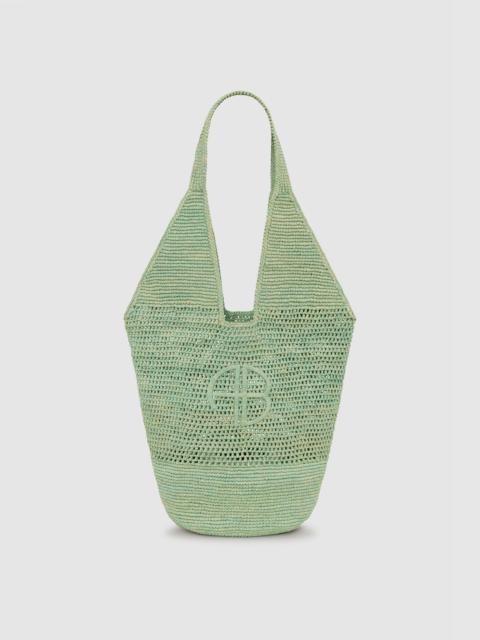 ANINE BING Leah Logo Hobo Raffia - Sea Foam Green