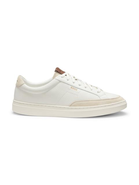 BOSS LEATHER SNEAKERS WITH SUEDE TRIMS