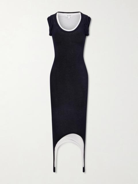 Alaïa Layered Stretch-knit Midi Dress