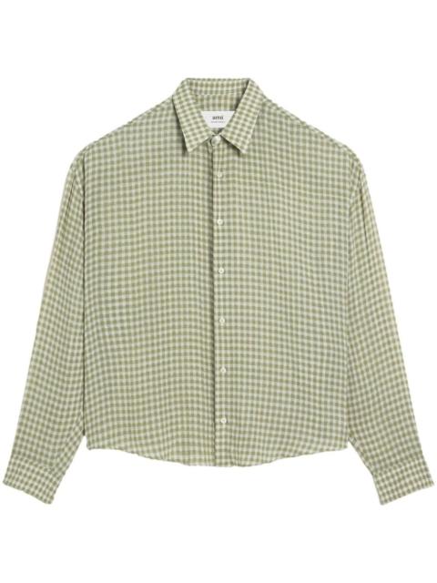 AMI Paris Ami de Coeur-embroidery gingham-print shirt