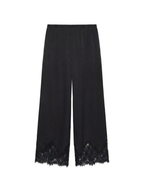 Reformation Carolina lace-trim silk trousers