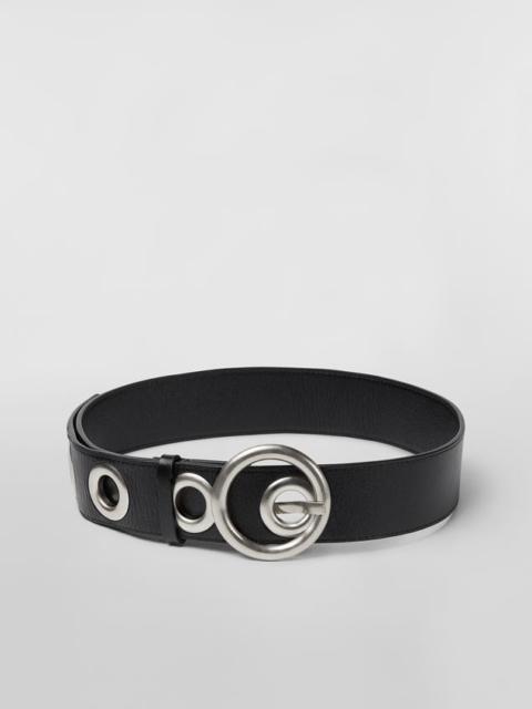 Marni BLACK CALFSKIN BELT WITH METAL EYELETS