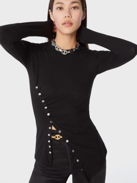 Paco Rabanne BLACK DRAPÉ PRESSION TOP IN JERSEY