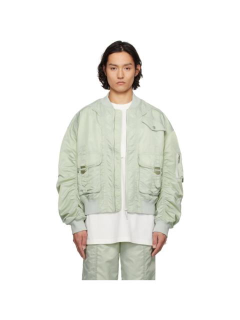 FENG CHEN WANG Green Nylon Utility Bomber Jacket