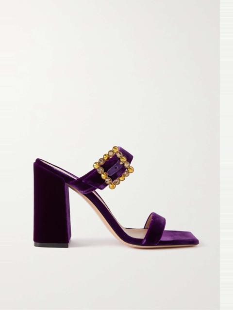 Velluto 95 crystal-embellished velvet sandals