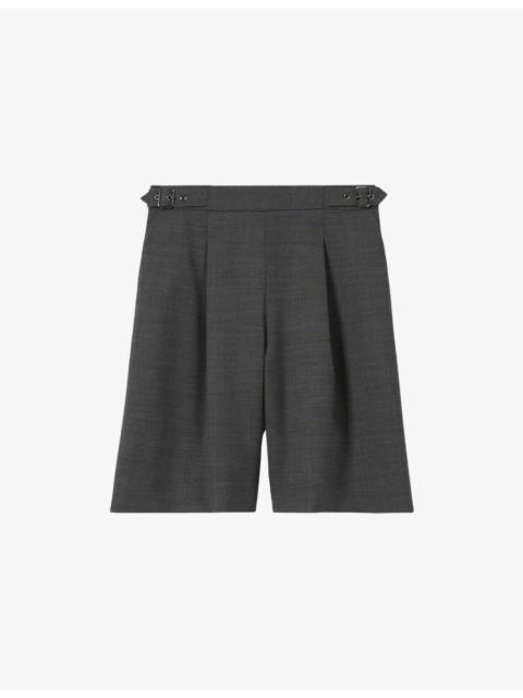 Claudie Pierlot Pleated Bermuda Wool-Blend Shorts