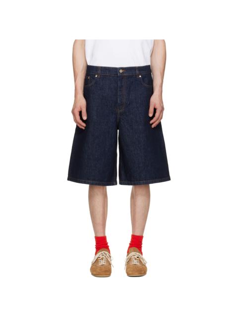 CASABLANCA Blue Wide-Leg Denim Shorts