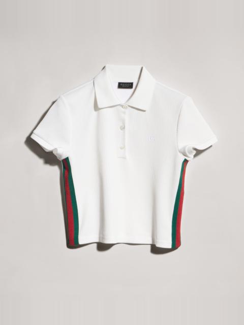GUCCI Rib cotton jersey polo shirt with Web
