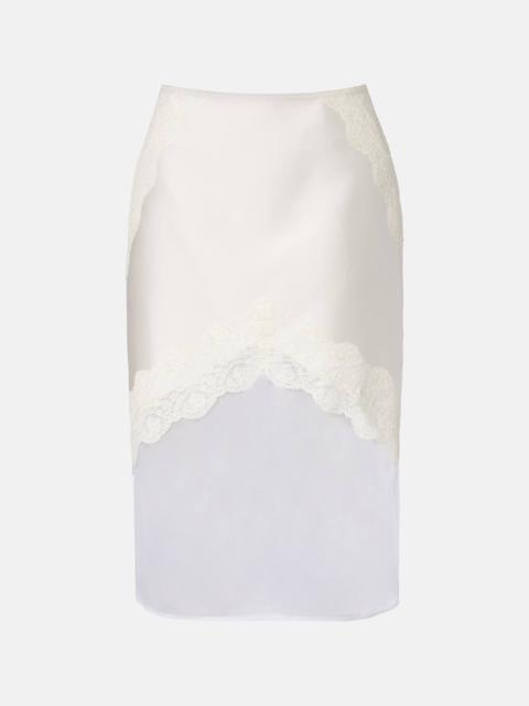 Jil Sander Lace-trimmed satin midi skirt