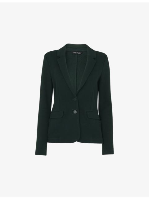 WHISTLES Slim-fit single-breasted cotton-jersey blazer