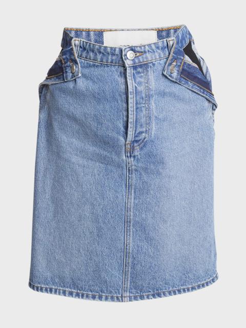 Hip Cutout Denim Mini Skirt