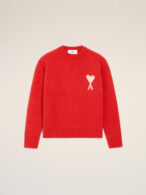 AMI Paris RED ALPACA AMI DE COEUR CREWNECK SWEATER