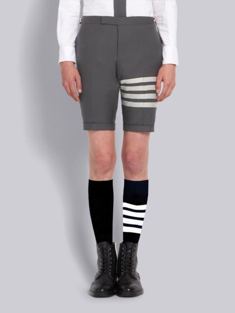 Medium Grey Plain Weave Suiting 4-Bar Shorts