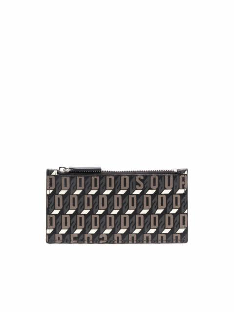 monogram-print zipped wallet