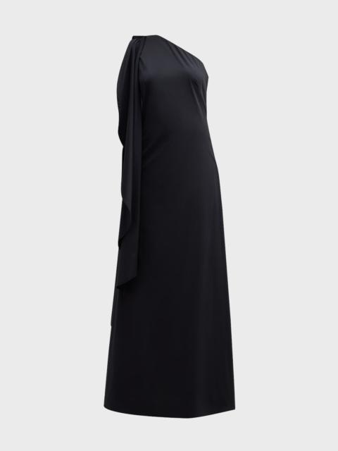 Dune One-Shoulder Sash Poplin Gown