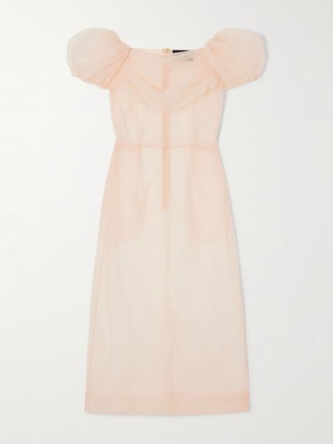 Simone Rocha Gathered layered tulle midi dress Beige