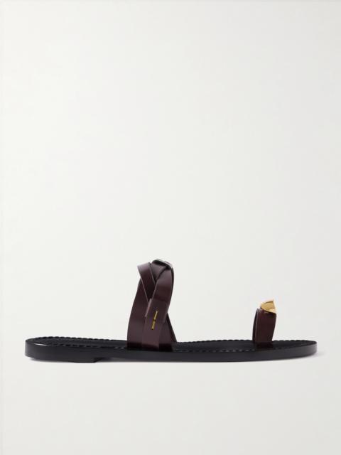 AMANU The Lagos Embellished Woven Leather Sandals