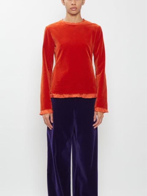 COLLEEN ALLEN Cotton Velvet Crewneck Top — Deep Persimmon