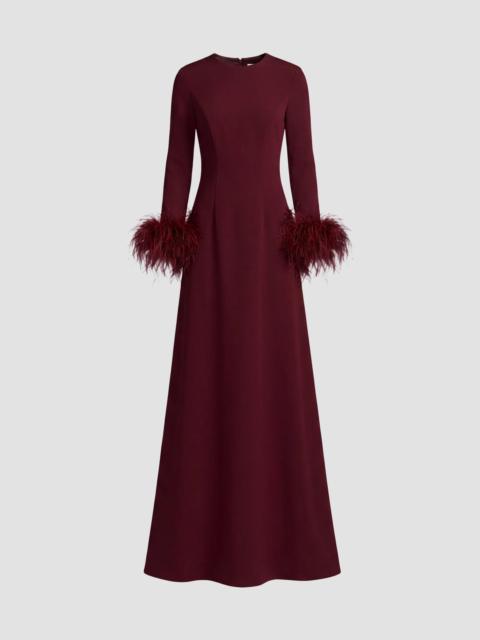 MAC DUGGAL Women's Crêpe Feather-Cuff A-Line Gown - Garnet