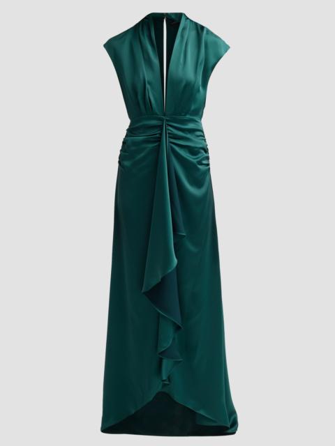 RAMY BROOK Women's Catrin Waterfall Hi-Low Gown - Deep Emerald