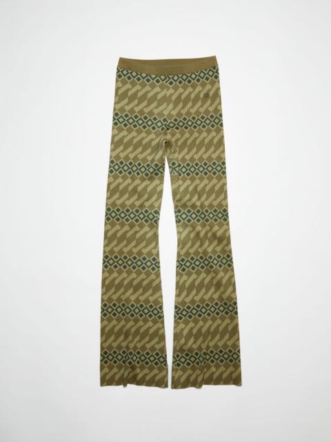 Printed rib knit trousers - Khaki beige/wheat beige