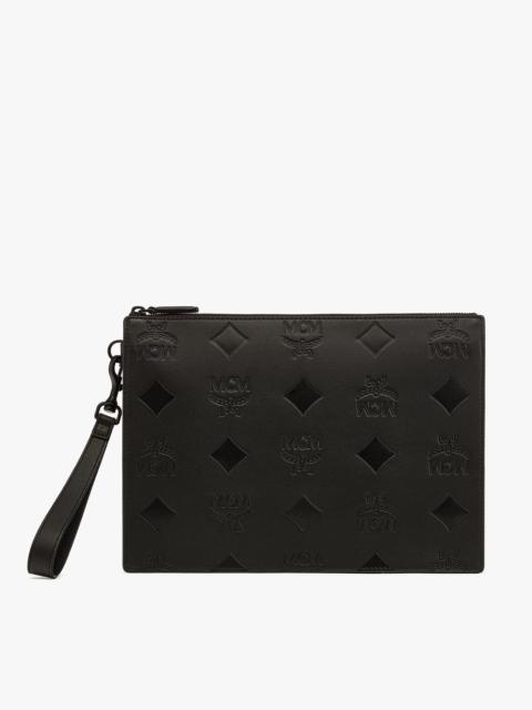 MCM Aren Wristlet Pouch in Maxi Monogram Leather