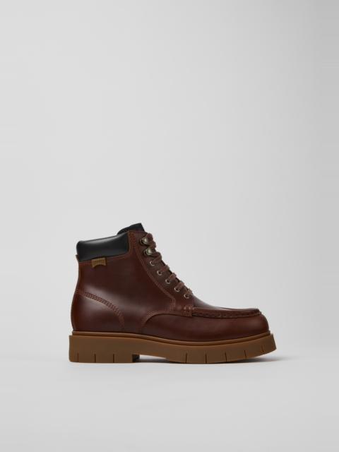 CAMPER Alaro Brown Leather Ankle Boots for Women.