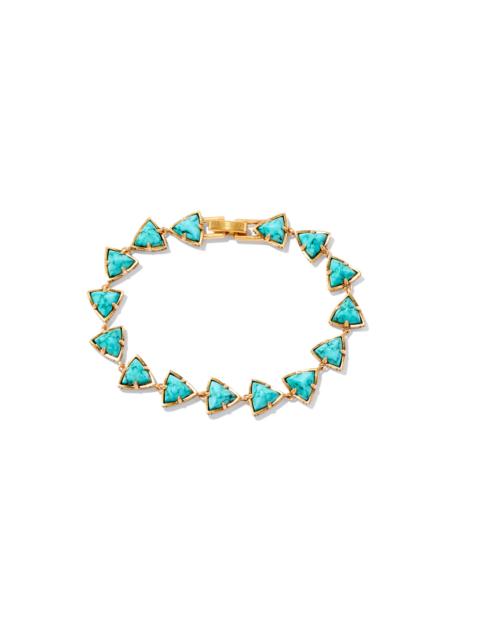 KENDRA SCOTT Robby Vintage Gold Link and Chain Bracelet in Variegated Turquoise Magnesite