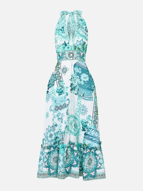 CAMILLA RUFFLE NECK HALTER DRESS