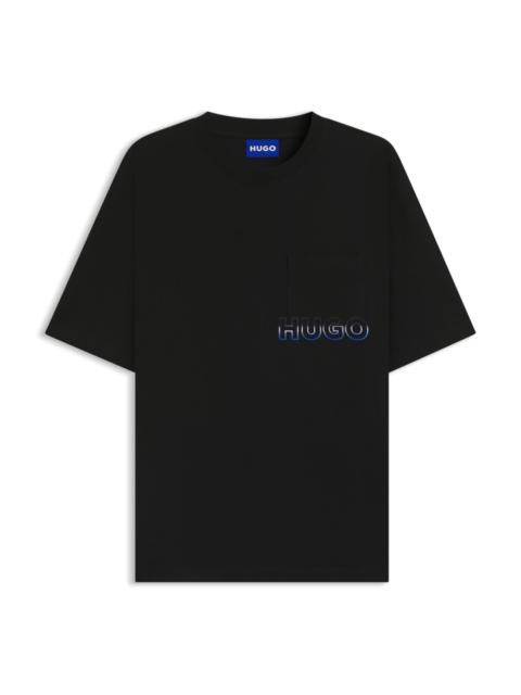 HUGO COTTON-JERSEY T-SHIRT WITH REVERSE-LOGO EMBROIDERY