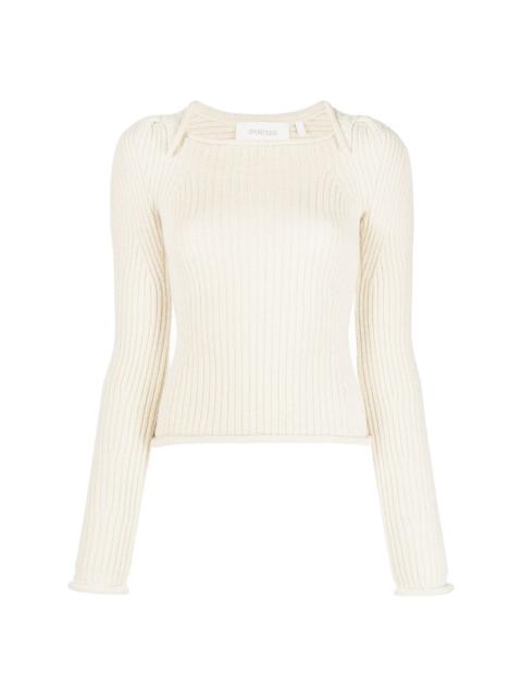 knitted square-neck jumper