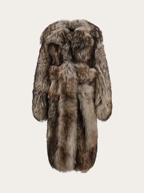 FERRAGAMO Leather and shearling coat