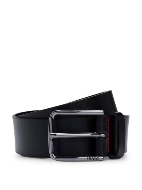 HUGO GRAINED-LEATHER BELT WITH LOGO BUCKLE