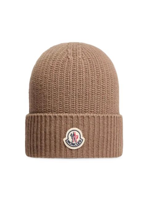 Moncler LOGO-PATCH RIBBED-KNIT BEANIE HAT
