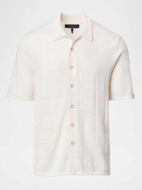 rag & bone Men's Dalton Windowpane Knit Short-Sleeve Shirt