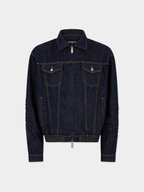DSQUARED2 DARK WASH DRAWSTRING JEAN JACKET