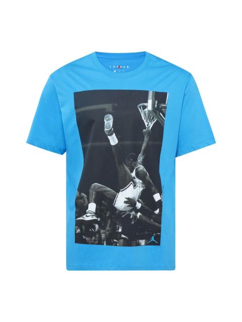 Jordan Air Jordan Hangtime Photo Printing Short Sleeve Blue AQ3709-433