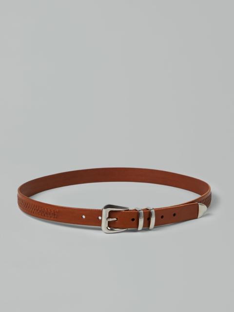 Calfskin belt with braided decoration