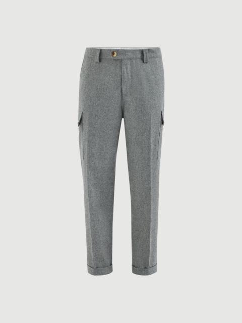 Brunello Cucinelli Virgin wool flannel trousers with cargo pockets
