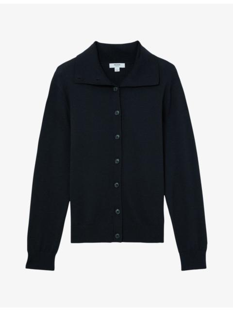 REISS Gale Collared Merino Wool Cardigan