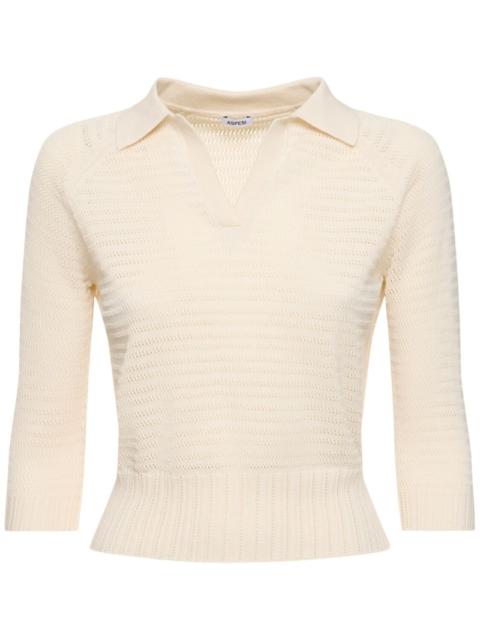 Cotton knit short sleeve polo top