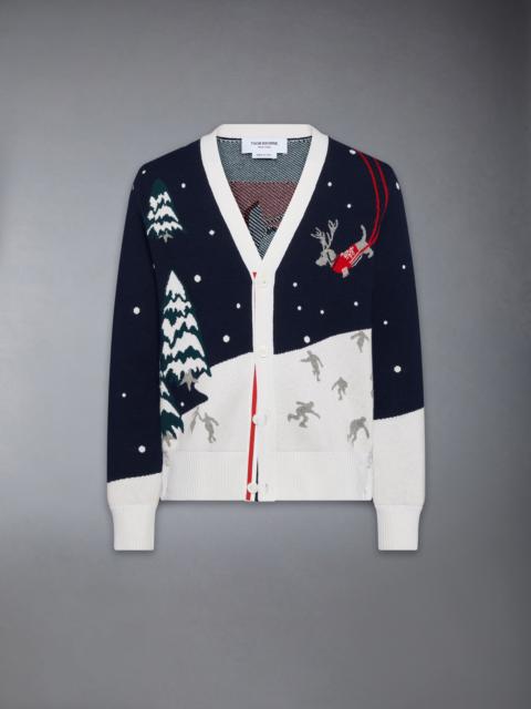 Thom Browne CASHMERE HOLIDAY SCENIC RELAXED FIT CARDIGAN