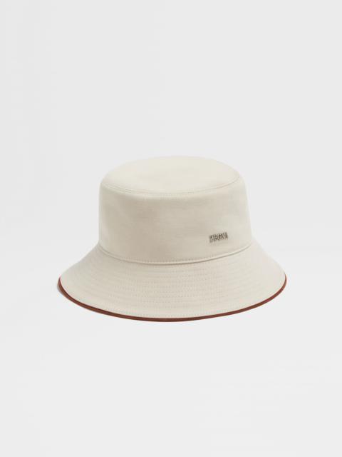 LIGHT BEIGE COTTON AND WOOL BUCKET HAT