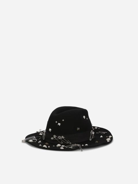 Dolce & Gabbana Wool felt hat with studs and safety pins