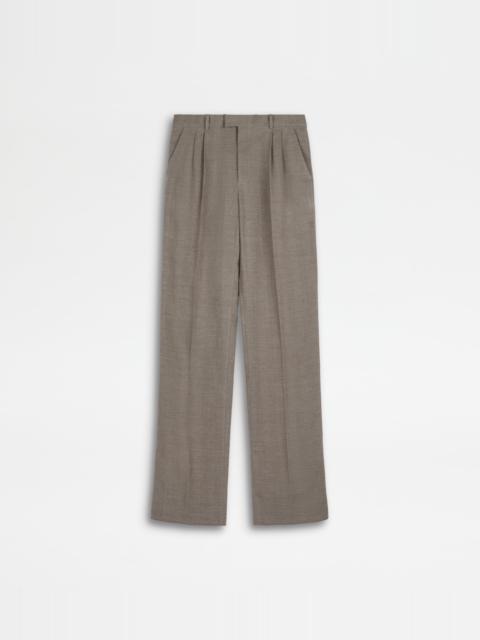 Tod's PANTS WITH LINEN BLEND DARTS - BEIGE