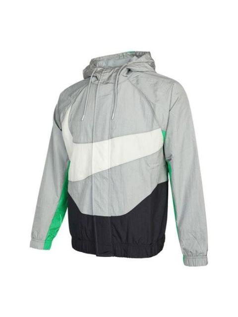 Nike Sportswear Swoosh Contrasting Colors Large Logo hooded Woven Jacket Gray DD5968-077