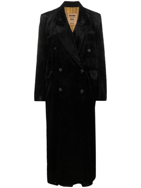 UMA WANG velvet-effect double-breasted coat