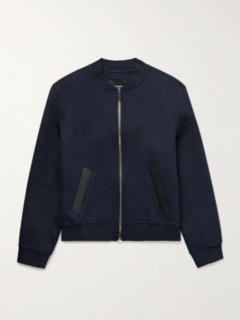 Yves Salomon Leather-Trimmed Wool and Cashmere-Blend Felt Bomber Jacket